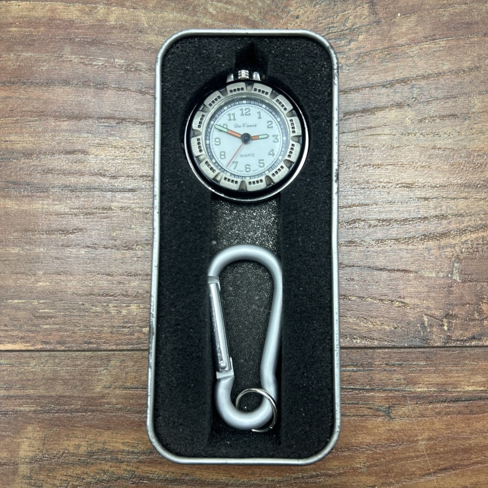 Vintage Da Vanci Pocket Watch Quartz Japan Movt Water Resistant Stainless *Read*